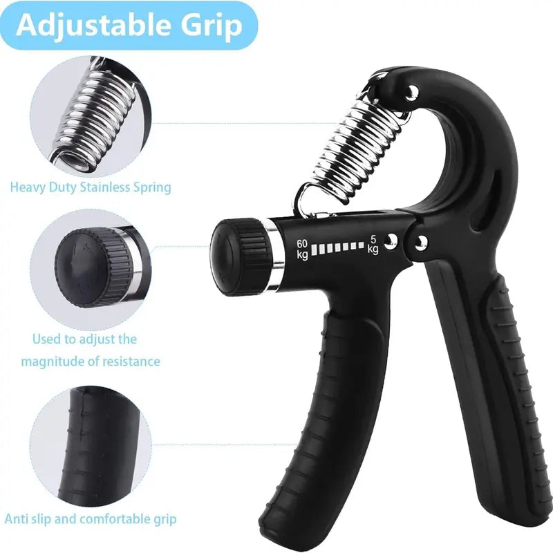 5 Piece Grip Strengthener Kit- Adjustable Resistance Hand Gripper Trainer